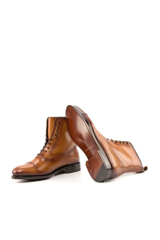 Ambrogio Bespoke Cognac Leather Balmoral Boots (AMB2334)-AmbrogioShoes