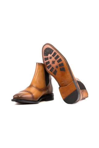 Ambrogio Bespoke Cognac Leather Chelsea Boots (AMB2276)-AmbrogioShoes