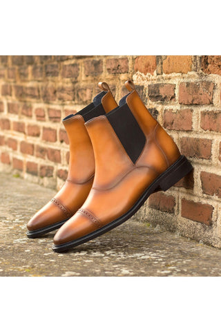 Ambrogio Bespoke Cognac Leather Chelsea Boots (AMB2276)-AmbrogioShoes