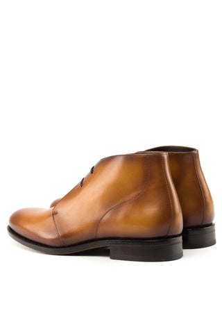 Ambrogio Bespoke Cognac Leather Chukka Boots (AMB2265)-AmbrogioShoes