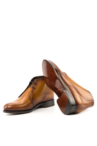 Ambrogio Bespoke Cognac Leather Chukka Boots (AMB2265)-AmbrogioShoes