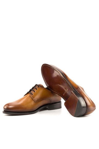 Ambrogio Bespoke Cognac Leather Derby Oxfords (AMB2268)-AmbrogioShoes