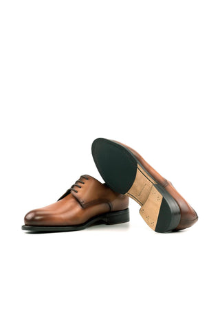 Ambrogio Bespoke Cognac Leather Derby Oxfords (AMB2330)-AmbrogioShoes