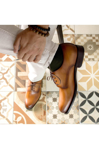 Ambrogio Bespoke Cognac Leather Derby Oxfords (AMB2330)-AmbrogioShoes
