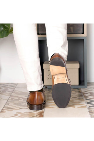 Ambrogio Bespoke Cognac Leather Derby Oxfords (AMB2330)-AmbrogioShoes
