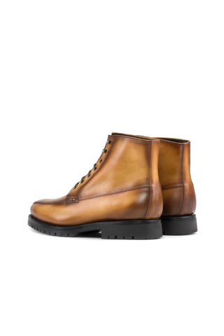 Ambrogio Bespoke Cognac Leather Moccasin Boots (AMB2412)-AmbrogioShoes