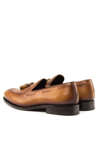 Ambrogio Bespoke Cognac Leather Tassels Loafers (AMB2269)-AmbrogioShoes