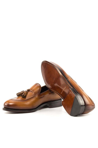Ambrogio Bespoke Cognac Leather Tassels Loafers (AMB2269)-AmbrogioShoes