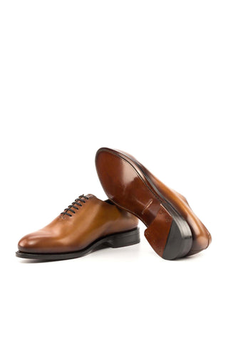 Ambrogio Bespoke Cognac Leather Whole Cut Oxfords (AMB2256)-AmbrogioShoes