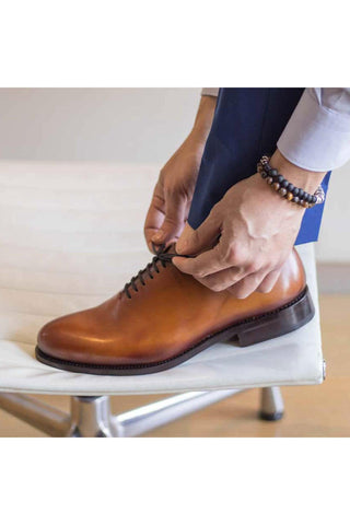 Ambrogio Bespoke Cognac Leather Whole Cut Oxfords (AMB2256)-AmbrogioShoes
