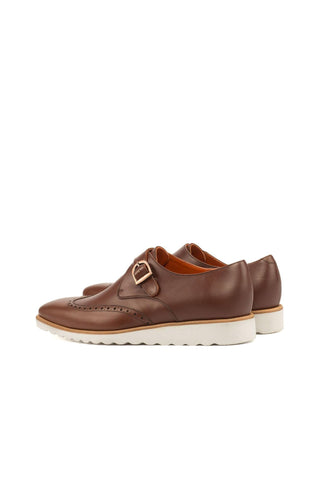 Ambrogio Bespoke Custom Brown Leather Monk Strap (AMB2151)-AmbrogioShoes