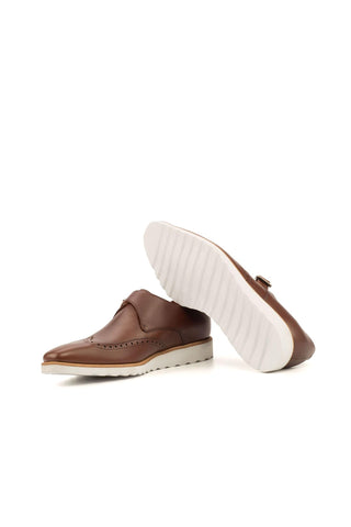 Ambrogio Bespoke Custom Brown Leather Monk Strap (AMB2151)-AmbrogioShoes