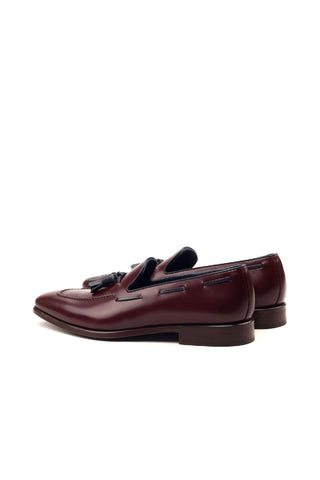 Ambrogio Bespoke Custom Burgundy Leather Tassels Loafers (AMB2146)-AmbrogioShoes