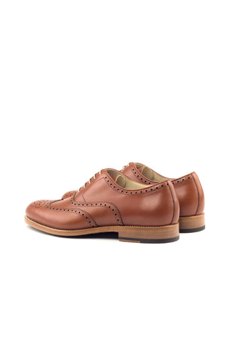 Ambrogio Bespoke Custom Cognac Leather Full Brogue Oxfords (AMB2149)-AmbrogioShoes