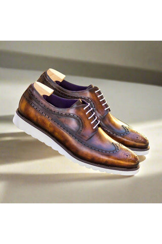 Ambrogio Bespoke Custom Fire Patina Leather Longwing Blucher Oxfords (AMB2217)-AmbrogioShoes