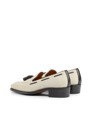 Ambrogio Bespoke Custom Ivory Suede Tassels Loafers (AMB2155)-AmbrogioShoes