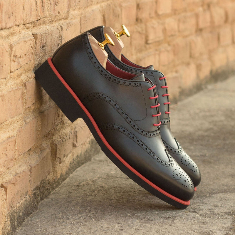 Ambrogio Bespoke Custom Men's Shoes Black Calf-Skin Leather Full Brogue Oxfords (AMB2118)-AmbrogioShoes