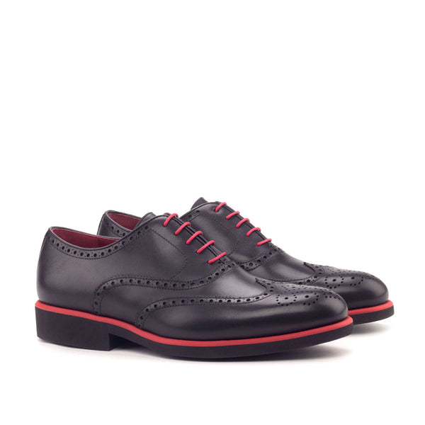 Ambrogio Bespoke Custom Men's Shoes Black Calf-Skin Leather Full Brogue Oxfords (AMB2118)-AmbrogioShoes