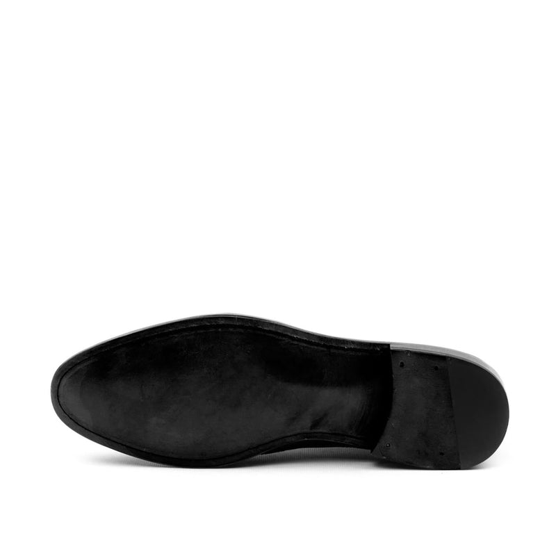 Ambrogio Bespoke Custom Men's Shoes Black & Gray Suede / Patina Leather Wintip Oxfords (AMB1987)-AmbrogioShoes