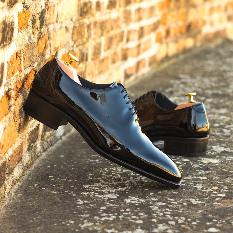 Ambrogio 4571 Bespoke Custom Men's Custom Made Shoes Black Patent Leather Wholecut Oxfords (AMB1871)-AmbrogioShoes