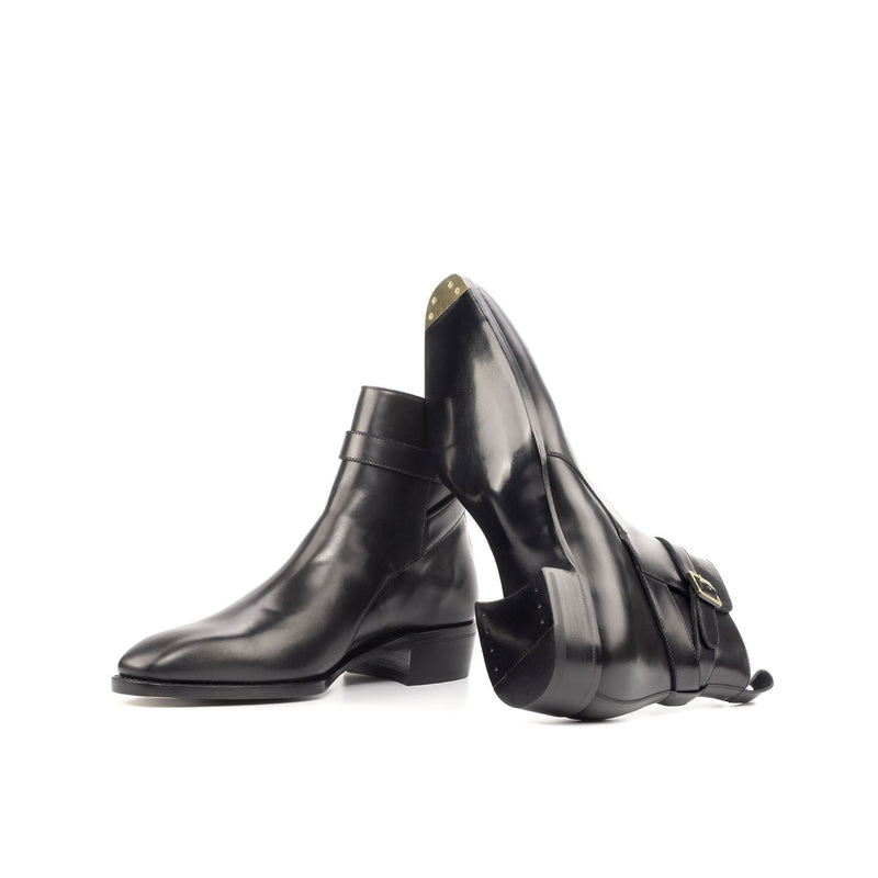 Ambrogio 4646 Bespoke Custom Men's Custom Made Shoes Black Polished Calf-Skin Leather Jodhpur Boots (AMB1864)-AmbrogioShoes