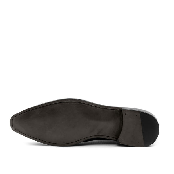 Ambrogio Bespoke Custom Men's Shoes Black Polished Calf-Skin Leather Golf Loafers (AMB2169)-AmbrogioShoes