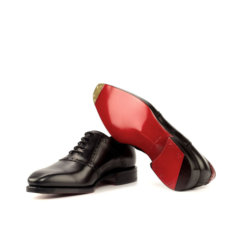 Ambrogio 3752 Bespoke Custom Men's Shoes Black & Red Calf-Skin Leather Saddle Oxfords (AMB1899)-AmbrogioShoes