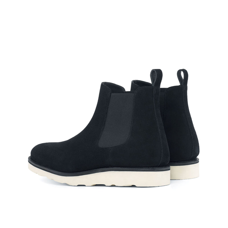 Ambrogio Bespoke Custom Men's Shoes Black Suede Leather Chelsea Boots (AMB2120)-AmbrogioShoes