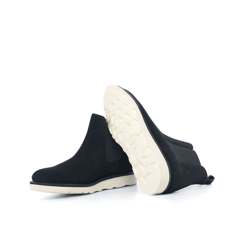 Ambrogio Bespoke Custom Men's Shoes Black Suede Leather Chelsea Boots (AMB2120)-AmbrogioShoes
