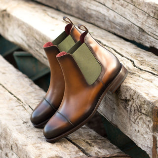 Ambrogio 4645 Bespoke Custom Men's Custom Made Shoes Brown Calf-Skin Leather Chelsea Boots (AMB1862)-AmbrogioShoes