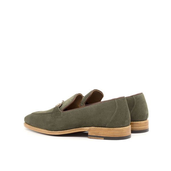 Ambrogio Bespoke Custom Men's Shoes Brown & Khaki Suede / Calf-Skin Leather Flex Horsebit Loafers (AMB1905)-AmbrogioShoes