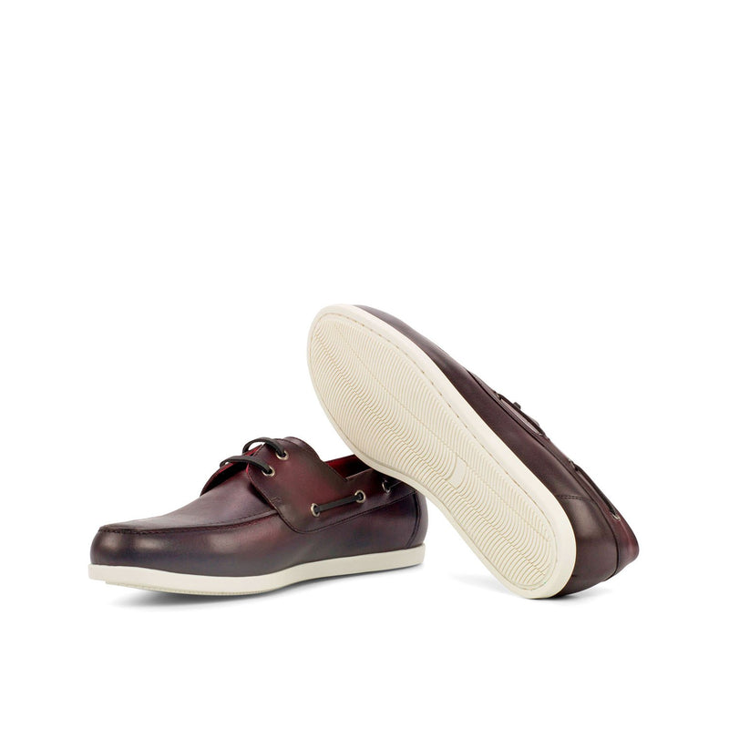 Ambrogio Bespoke Custom Men's Shoes Burgundy Calf-Skin Leather Boat Loafers (AMB1927)-AmbrogioShoes