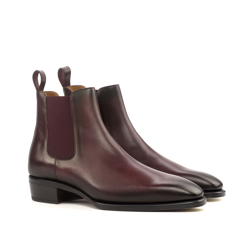 Ambrogio Bespoke Custom Men's Shoes Burgundy Calf-Skin Leather Chelsea Boots (AMB1944)-AmbrogioShoes