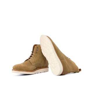Ambrogio Bespoke Custom Men's Shoes Camel Suede Leather Boots (AMB1921)-AmbrogioShoes