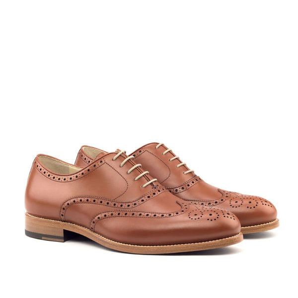 Ambrogio Bespoke Custom Men's Shoes Cognac Calf-Skin Leather Full Brogue Oxfords (AMB2149)-AmbrogioShoes