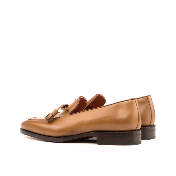 Ambrogio Bespoke Custom Men's Shoes Cognac Calf-Skin Leather Tassels Loafers (AMB2148)-AmbrogioShoes