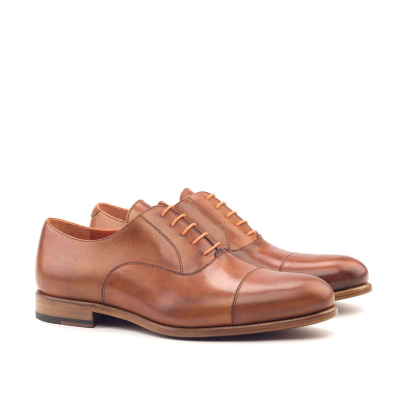 Ambrogio 2949 Bespoke Custom Men's Shoes Cognac Calf-Skin Leather Wingtip Oxfords (AMB1888)-AmbrogioShoes