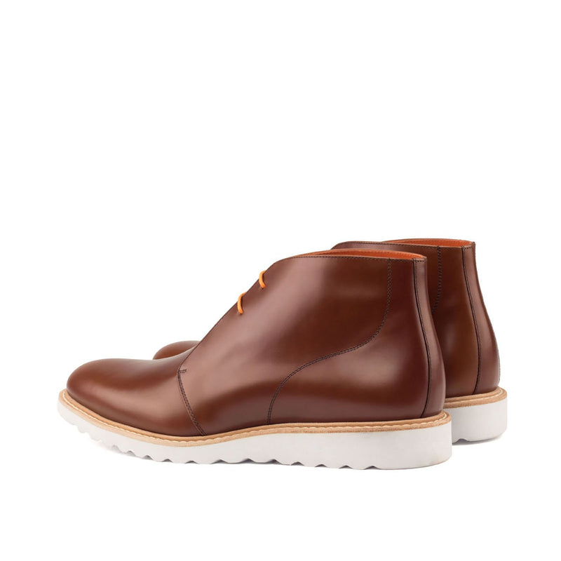 Ambrogio Bespoke Custom Men's Shoes Cognac Polished Calf-Skin Leather Chukka Boots (AMB1939)-AmbrogioShoes