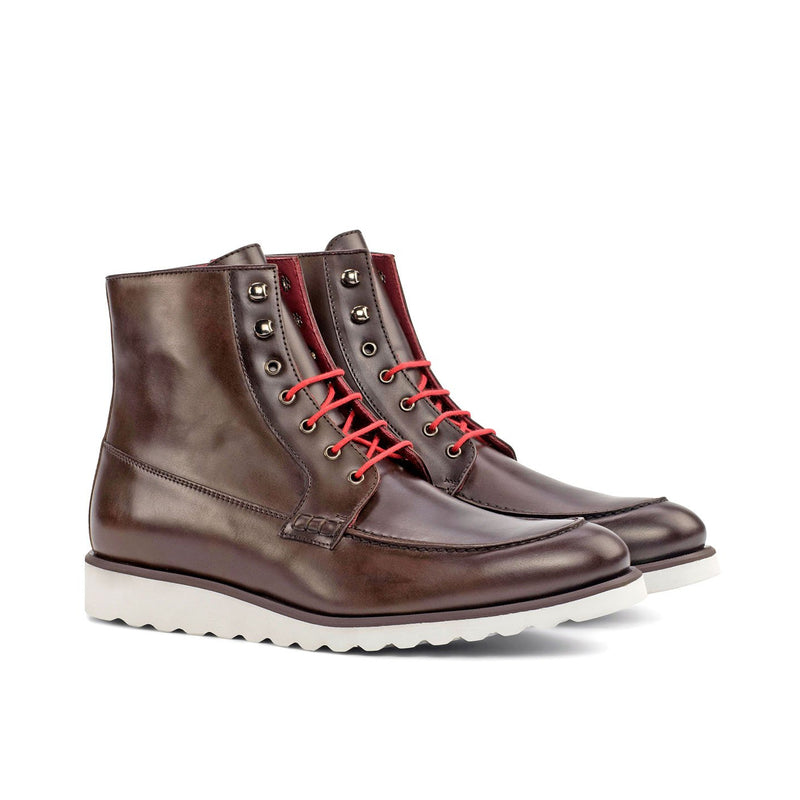 Ambrogio Bespoke Custom Men's Shoes Dark Brown Polished / Calf-Skin Leather Boots (AMB1926)-AmbrogioShoes
