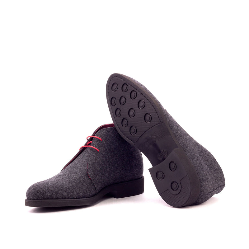Ambrogio Bespoke Custom Men's Shoes Gray Flannel Fabric Chukka Boots (AMB1925)-AmbrogioShoes