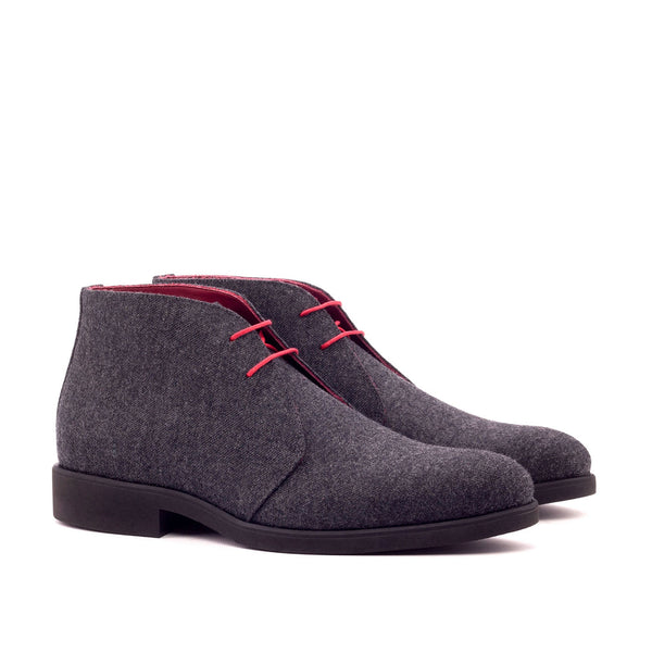 Ambrogio Bespoke Custom Men's Shoes Gray Flannel Fabric Chukka Boots (AMB1925)-AmbrogioShoes