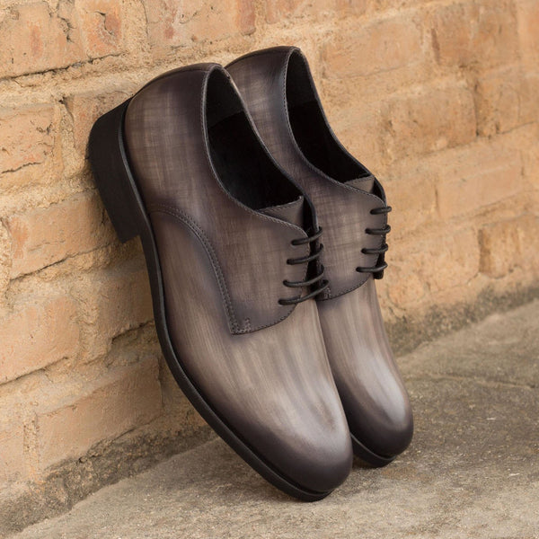 Ambrogio Bespoke Custom Men's Shoes Gray Patina Leather Derby Oxfords (AMB1983)-AmbrogioShoes