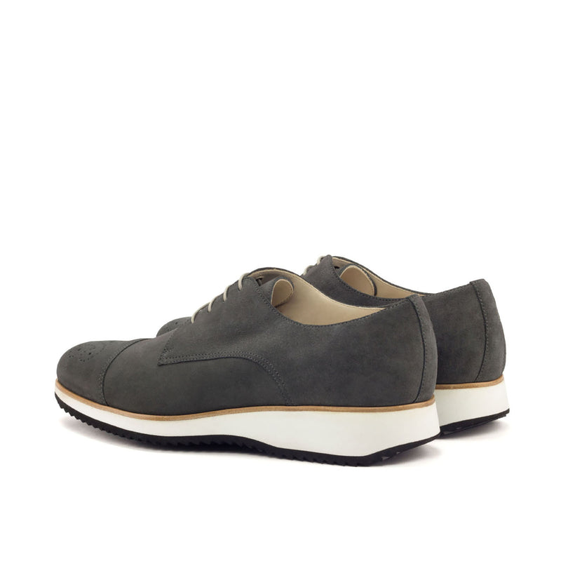 Ambrogio Bespoke Custom Men's Shoes Gray Suede Leather Derby Oxfords (AMB1922)-AmbrogioShoes