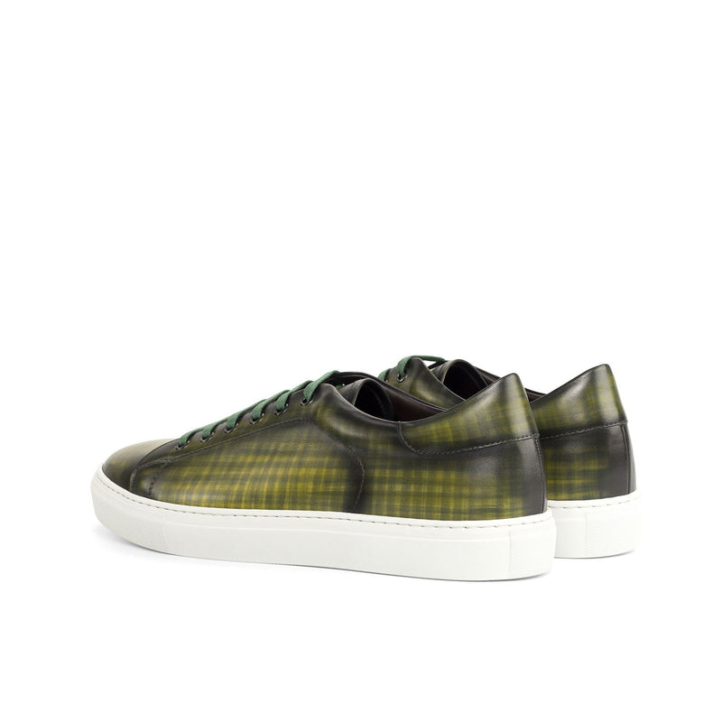 Ambrogio Bespoke Custom Men's Shoes Khaki Green Patina Leather Sneakers (AMB2185)-AmbrogioShoes