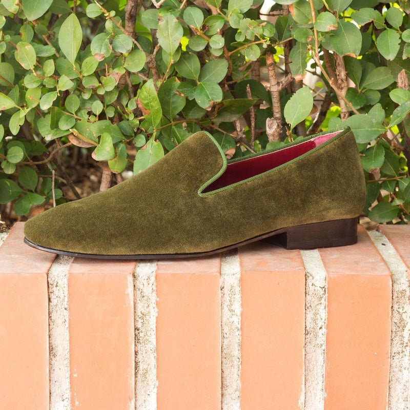Ambrogio Bespoke Custom Men's Shoes Khaki Velvet Drake Loafers (AMB1979)-AmbrogioShoes