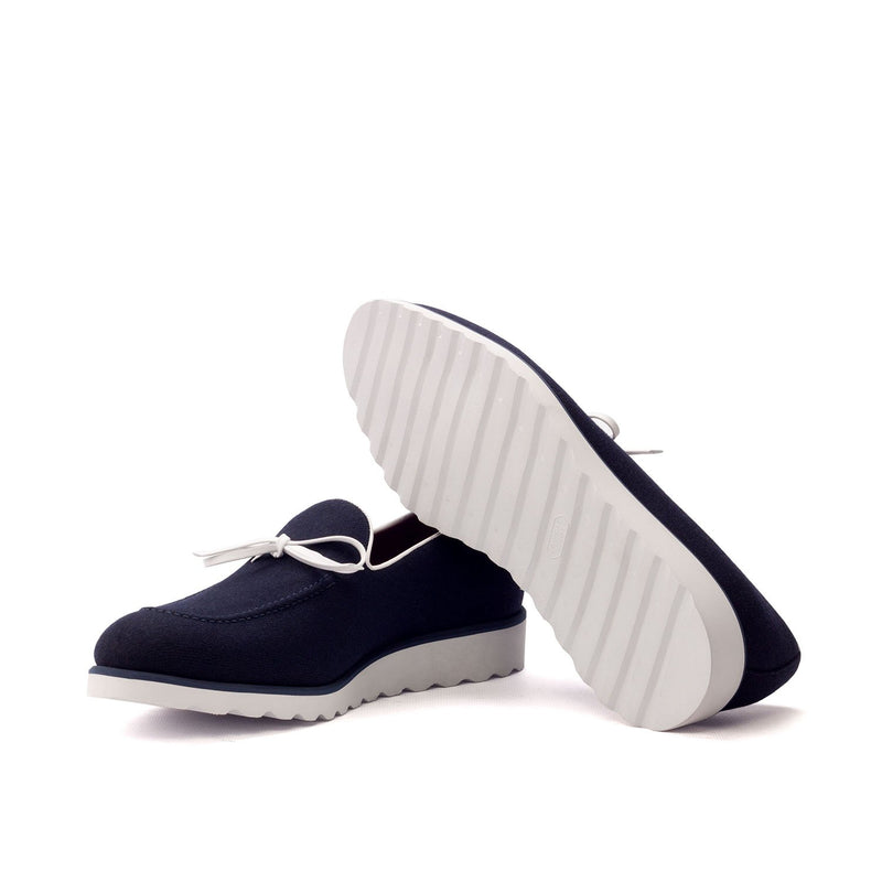 Ambrogio Bespoke Custom Men's Shoes Navy Fabric Slip-On Loafers (AMB2007)-AmbrogioShoes