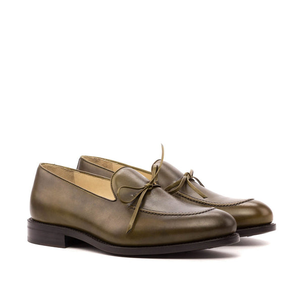 Ambrogio Bespoke Custom Men's Shoes Olive Calf-Skin Leather Loafers (AMB2171)-AmbrogioShoes
