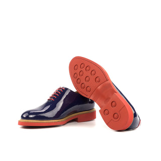 Ambrogio 4551 Bespoke Custom Men's Custom Made Shoes Red & Cobalt Blue Suede / Patent Leather Oxfords (AMB1868)-AmbrogioShoes