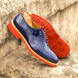 Ambrogio 4551 Bespoke Custom Men's Custom Made Shoes Red & Cobalt Blue Suede / Patent Leather Oxfords (AMB1868)-AmbrogioShoes
