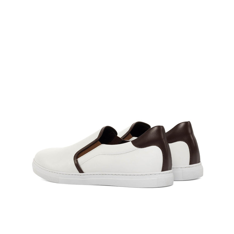 Ambrogio Bespoke Custom Men's Shoes White & Brown Calf-Skin Leather Slip-On Loafers (AMB1957)-AmbrogioShoes